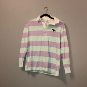 Long sleeve shirt pastel colors aqua and purple